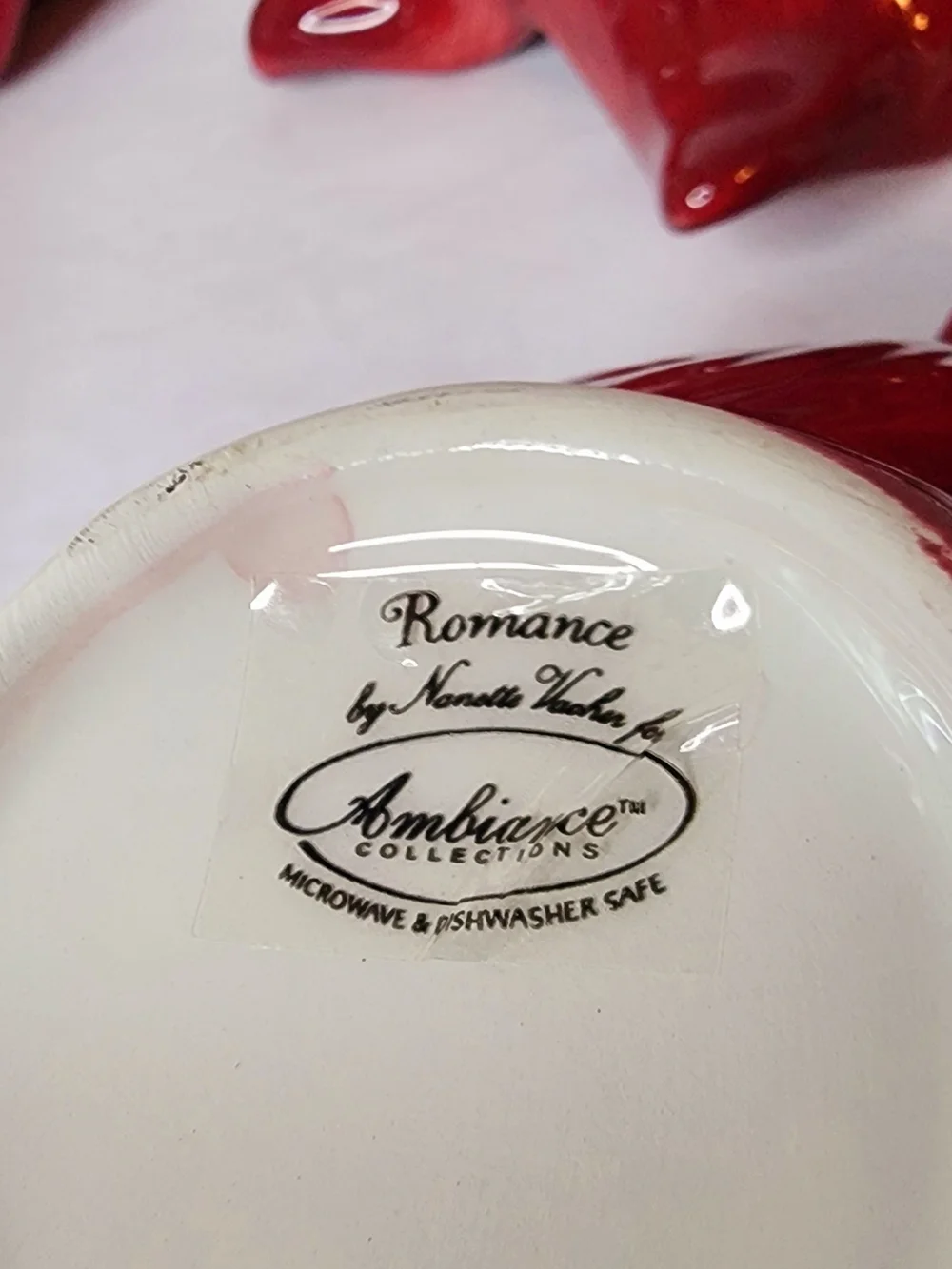 Ambiance Collections Romance Flower Bowls Nanette Vacher Red Ceramic Lot of 4